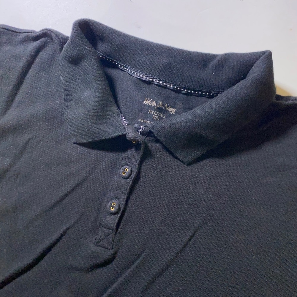 White Stag Womens Black Short Sleeve Polo Shirt XXL 20 Cotton Spandex Z217